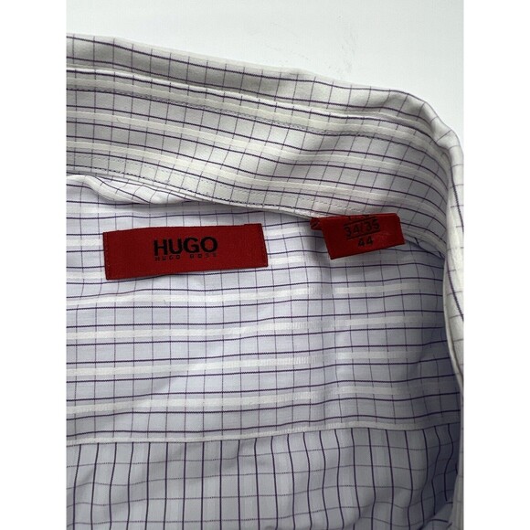 Hugo Boss Size 17.5 34 35, 44 Men lavender Striped Button-Down Pocket Shirt - Picture 4 of 9